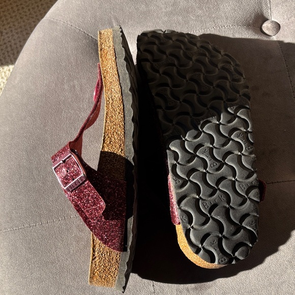 Birkenstock Sparkly Burgundy Sandals - Picture 9 of 10